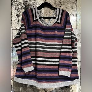 Sunday multicolor sweater, crisscross back, Size 2X